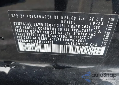 2024 Volkswagen Jetta 1.5T Sport from USA, damaged, VIN 3VWBM7BU8RM022468